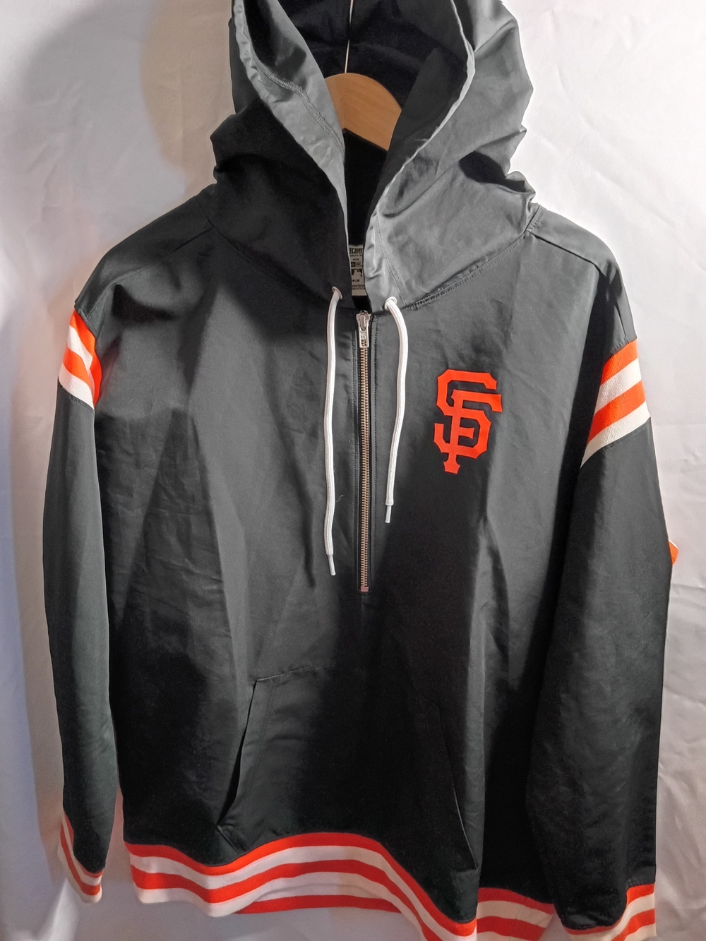 San Francisco Team Hooded Varsity Pullover Jacket - Black & Orange